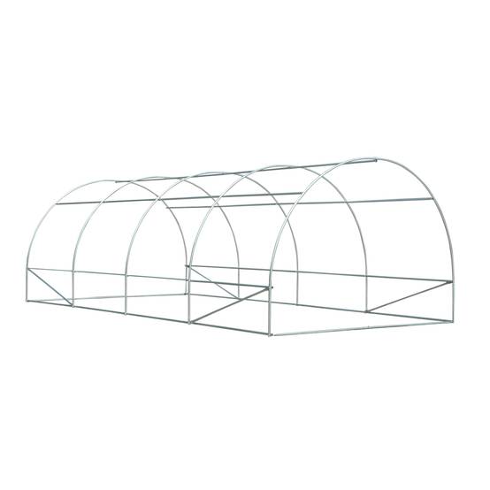 Serre de Jardin Tunnel Surface Sol 18 m² 6L x 3l x 2H m châssis Tubulaire renforcé 24 mm 8 fenêtres Blanc - Image 7