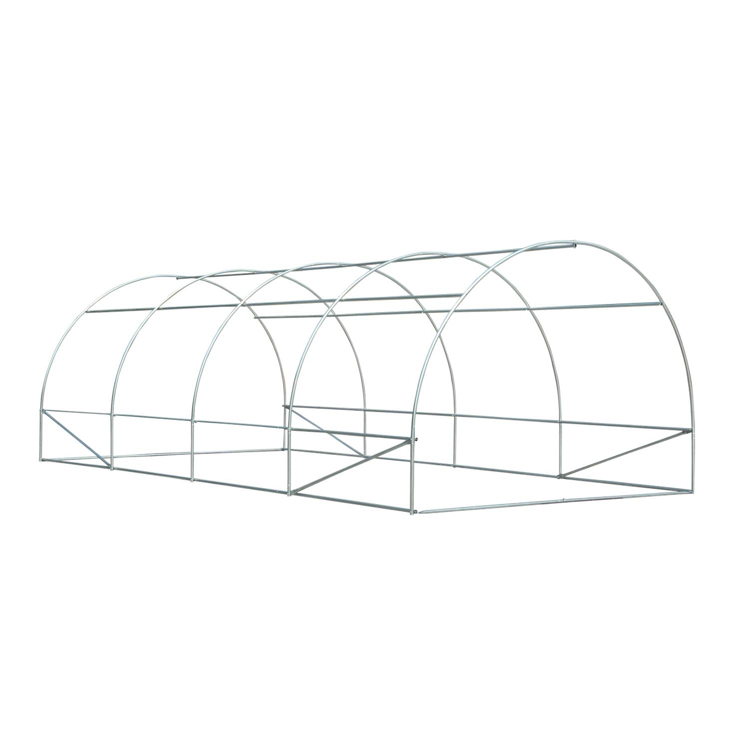 Serre de Jardin Tunnel Surface Sol 18 m² 6L x 3l x 2H m châssis Tubulaire renforcé 24 mm 8 fenêtres Blanc - Image 7