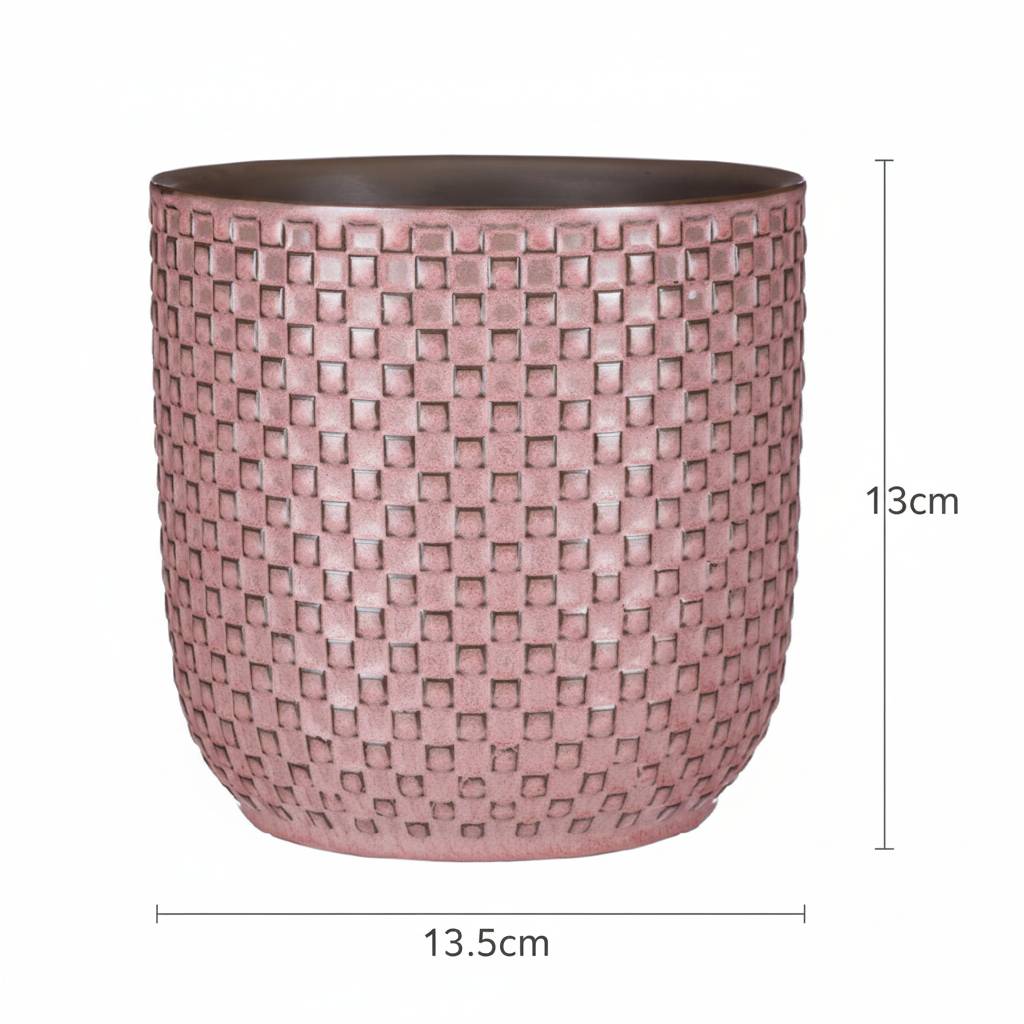 Pot de fleurs en relief rose - D.13,5cm - Image 3
