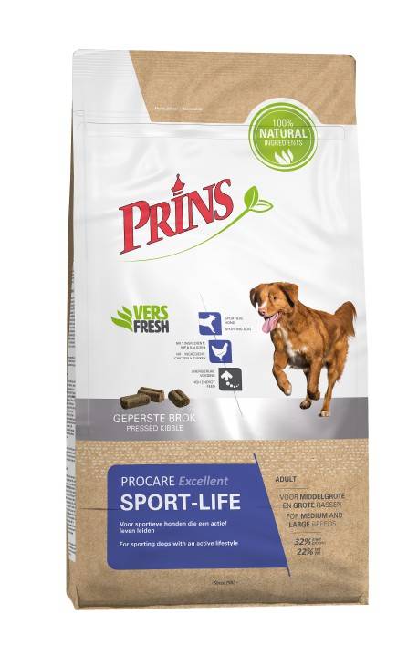 Croquette pour chien pressée à froid 100% naturelle ProCare Sport-Life Excellent Prins Petfoods 15Kg