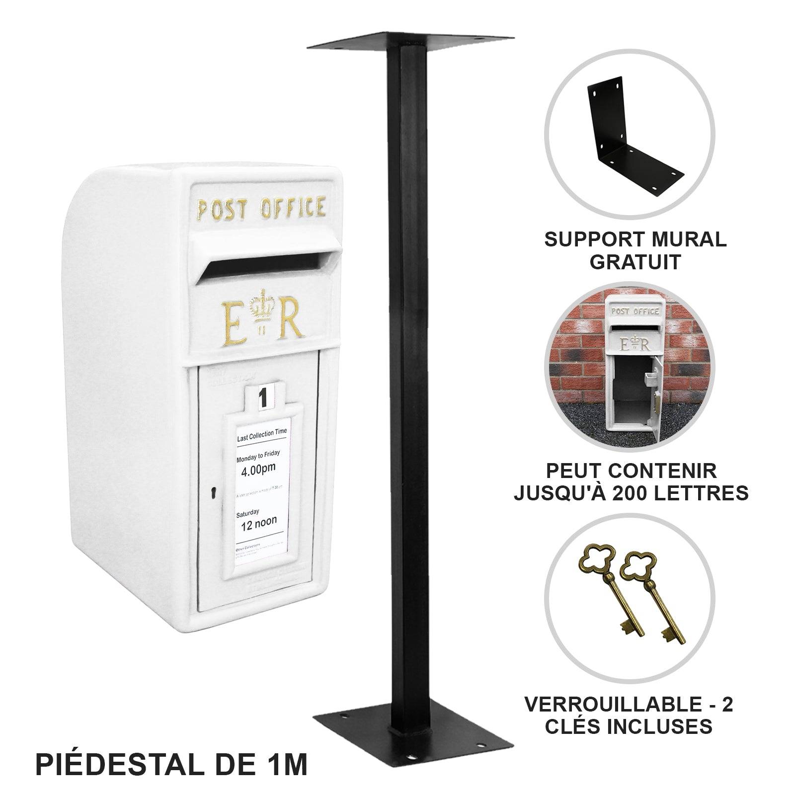 Monstershop - Boîte aux Lettres Blanche avec Support - Image 2