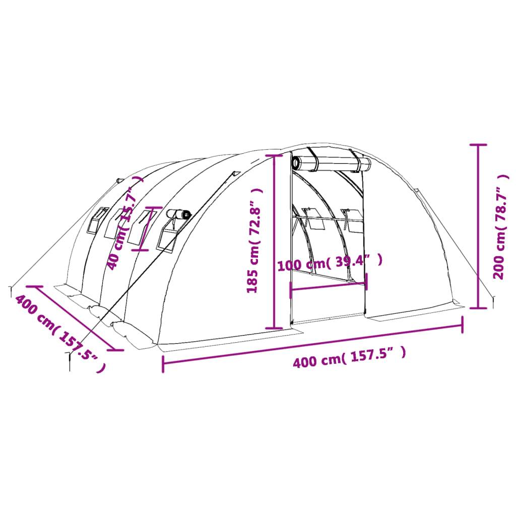 Vidaxl - Serre avec cadre en acier vert 16 m² 4x4x2 m vidaXL 3188061 - Image 3