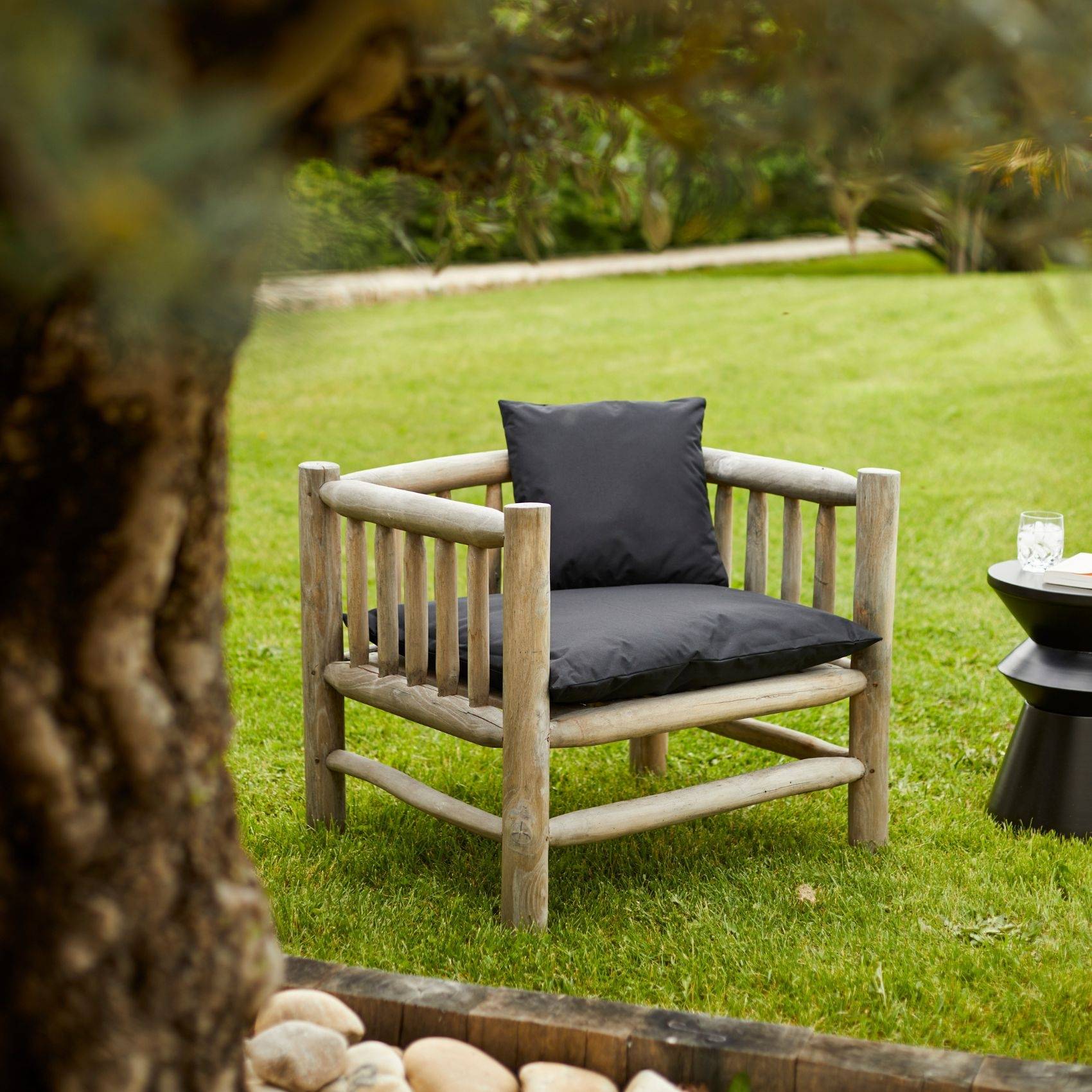 Home Maison - Coussin extérieur imperméable et déhoussable MINORQUE - HOME MAISON - Polyester - Noir - Imagen 3