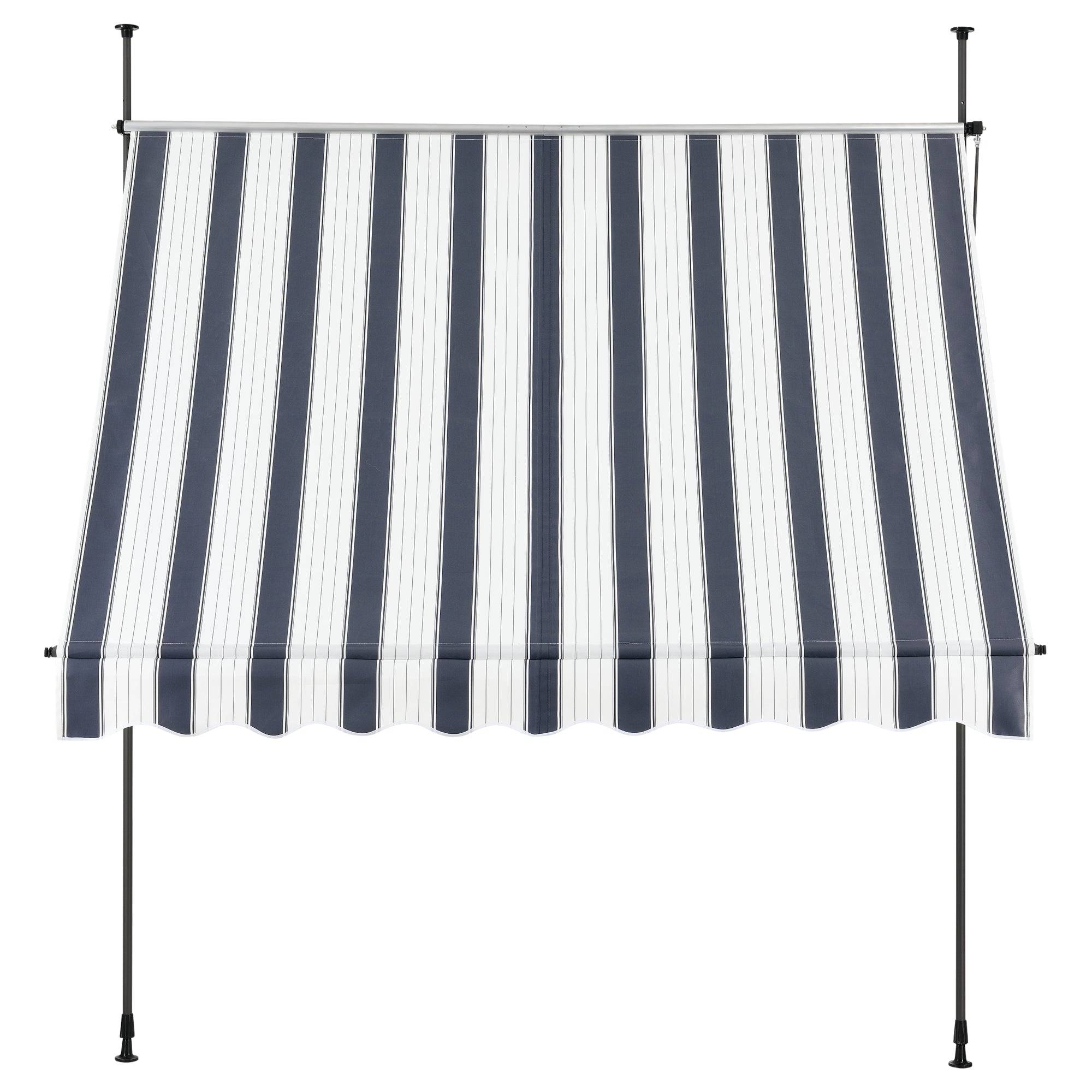 Helloshop26 - Store banne téléscopique acier polyester 200 x 120 x 200-300 cm bleu foncé blanc - Imagen 3