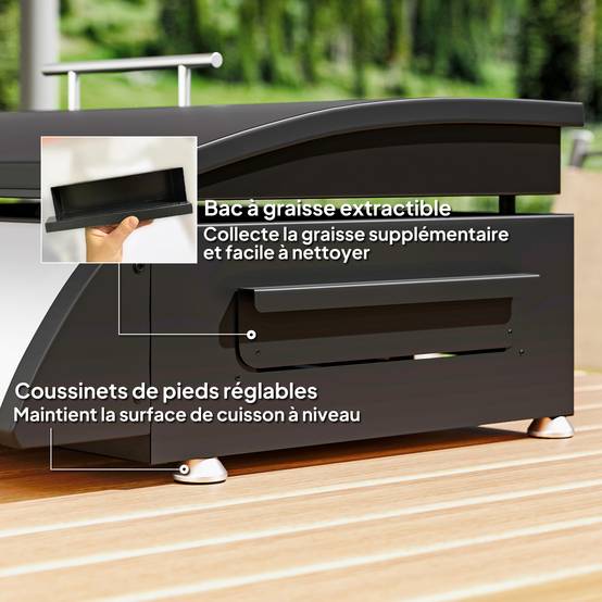 Plancha gaz acier noir 63 x 47 x 25 cm - PANGIVO - Image 10