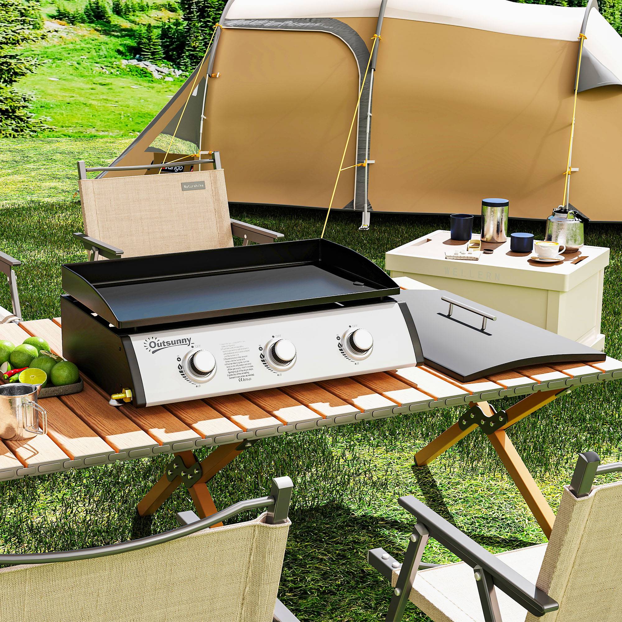 Plancha gaz acier noir 63 x 47 x 25 cm - PANGIVO - Image 4