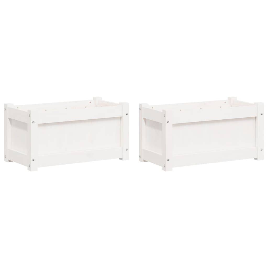 Maison Chic - Lot de 2 Jardinières, Bac à fleurs, Pot de fleurs blanc bois de pin massif-JU13882 - Imagen 1
