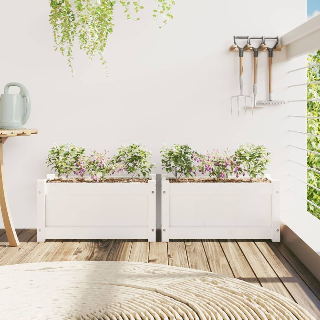 Maison Chic - Lot de 2 Jardinières, Bac à fleurs, Pot de fleurs blanc bois de pin massif-JU13882 - Imagen 3