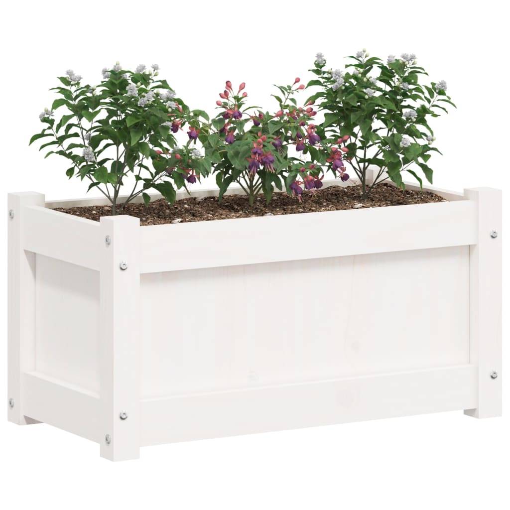 Maison Chic - Lot de 2 Jardinières, Bac à fleurs, Pot de fleurs blanc bois de pin massif-JU13882 - Imagen 4