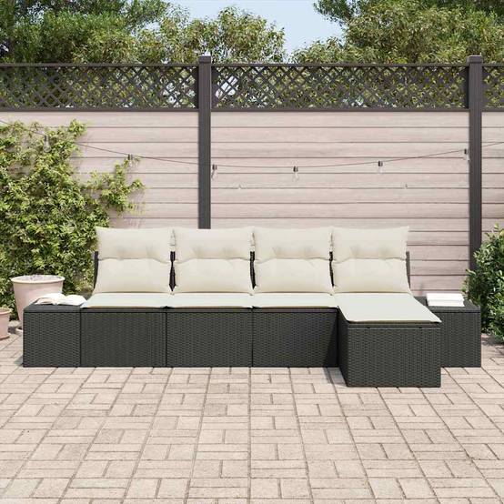 Vidaxl - Ensemble de canapé de jardin 5 pcs Noir et Crème polyrotin vidaXL 3355686 - Image 4