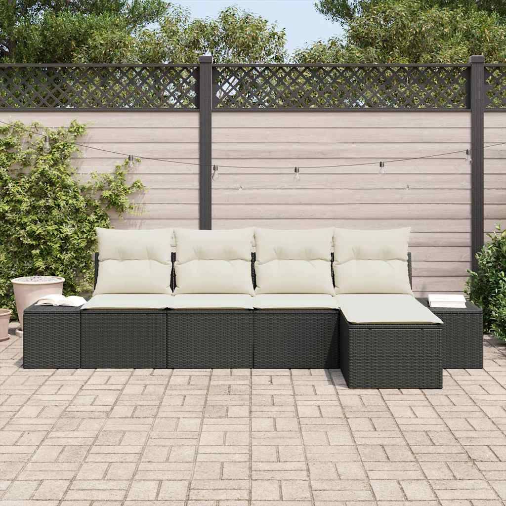 Vidaxl - Ensemble de canapé de jardin 5 pcs Noir et Crème polyrotin vidaXL 3355686 - Image 4