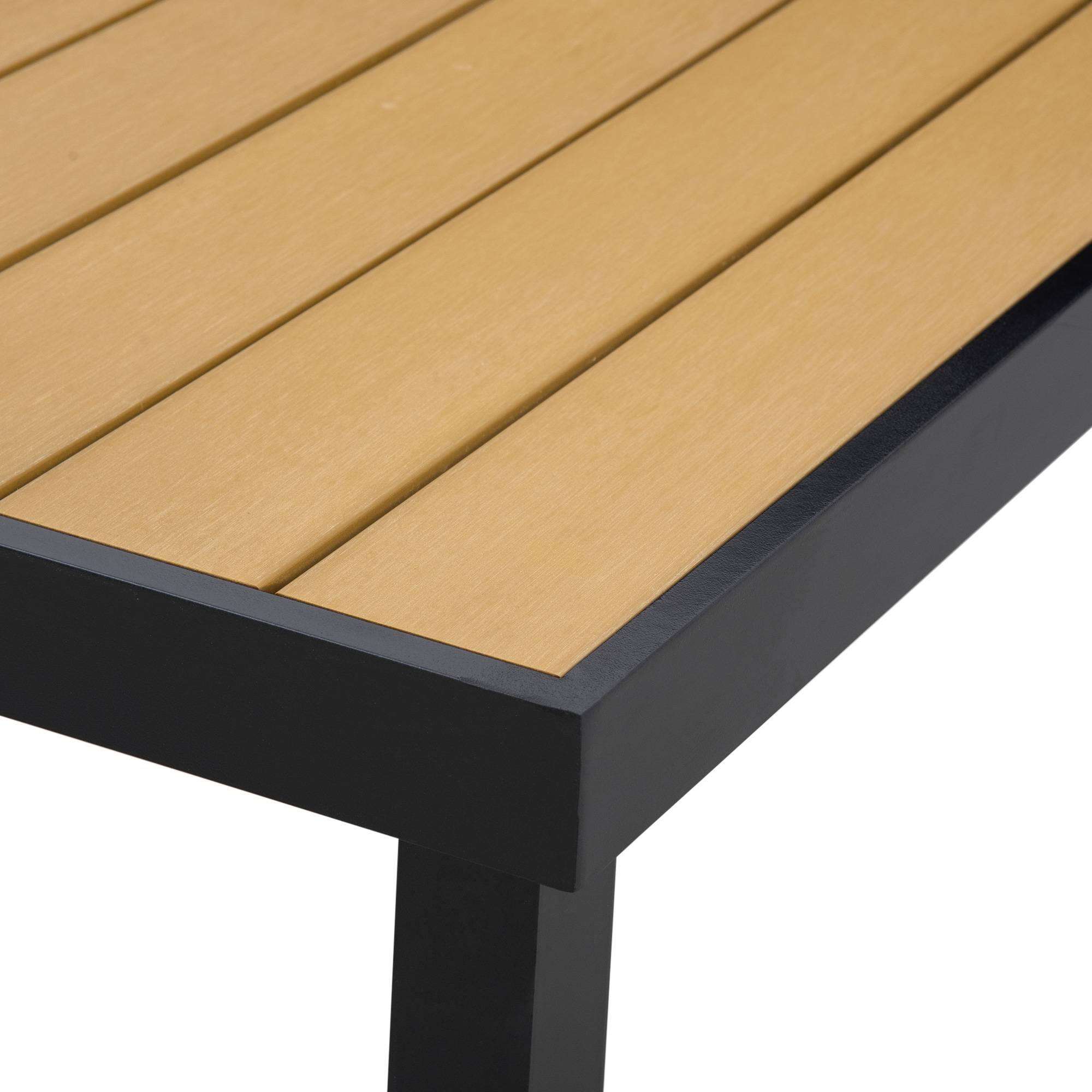 Outsunny - Table de jardin rectangulaire pour 8 personnes en aluminium plateau PE à lattes aspect bois dim. 190L x 90l x 74H cm noir - Image 7
