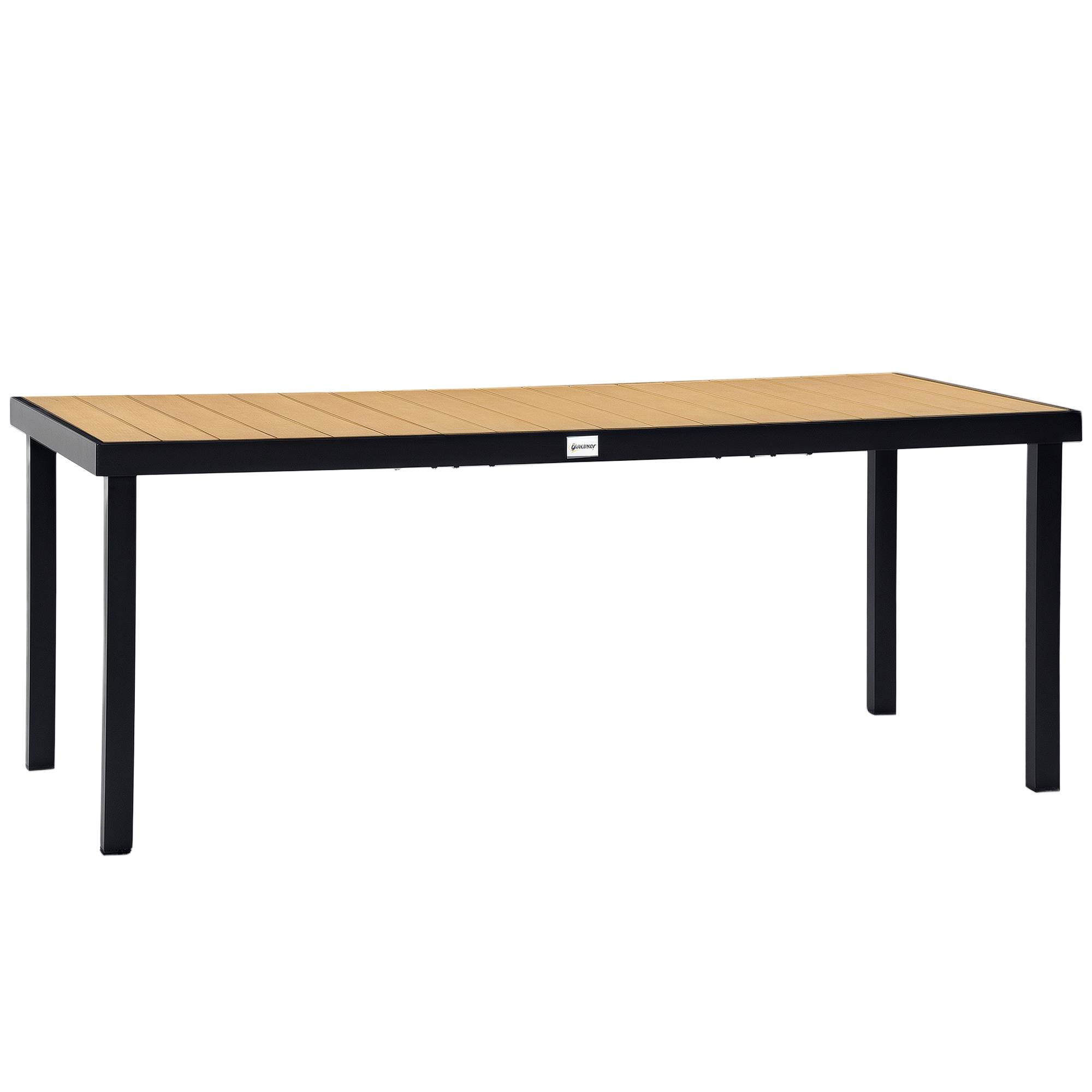 Outsunny - Table de jardin rectangulaire pour 8 personnes en aluminium plateau PE à lattes aspect bois dim. 190L x 90l x 74H cm noir - Image 1