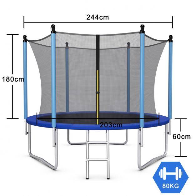 Helloshop26 - Trampoline extérieur diamètre 244 cm echelle filet de sécurité tapis de saut tuyau galvanisé antirouille pour enfants charge 80 kg - Imagen 4