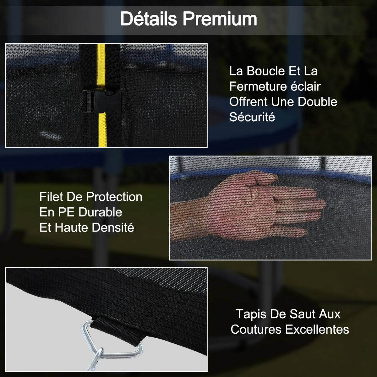 Helloshop26 - Trampoline extérieur diamètre 244 cm echelle filet de sécurité tapis de saut tuyau galvanisé antirouille pour enfants charge 80 kg - Imagen 2