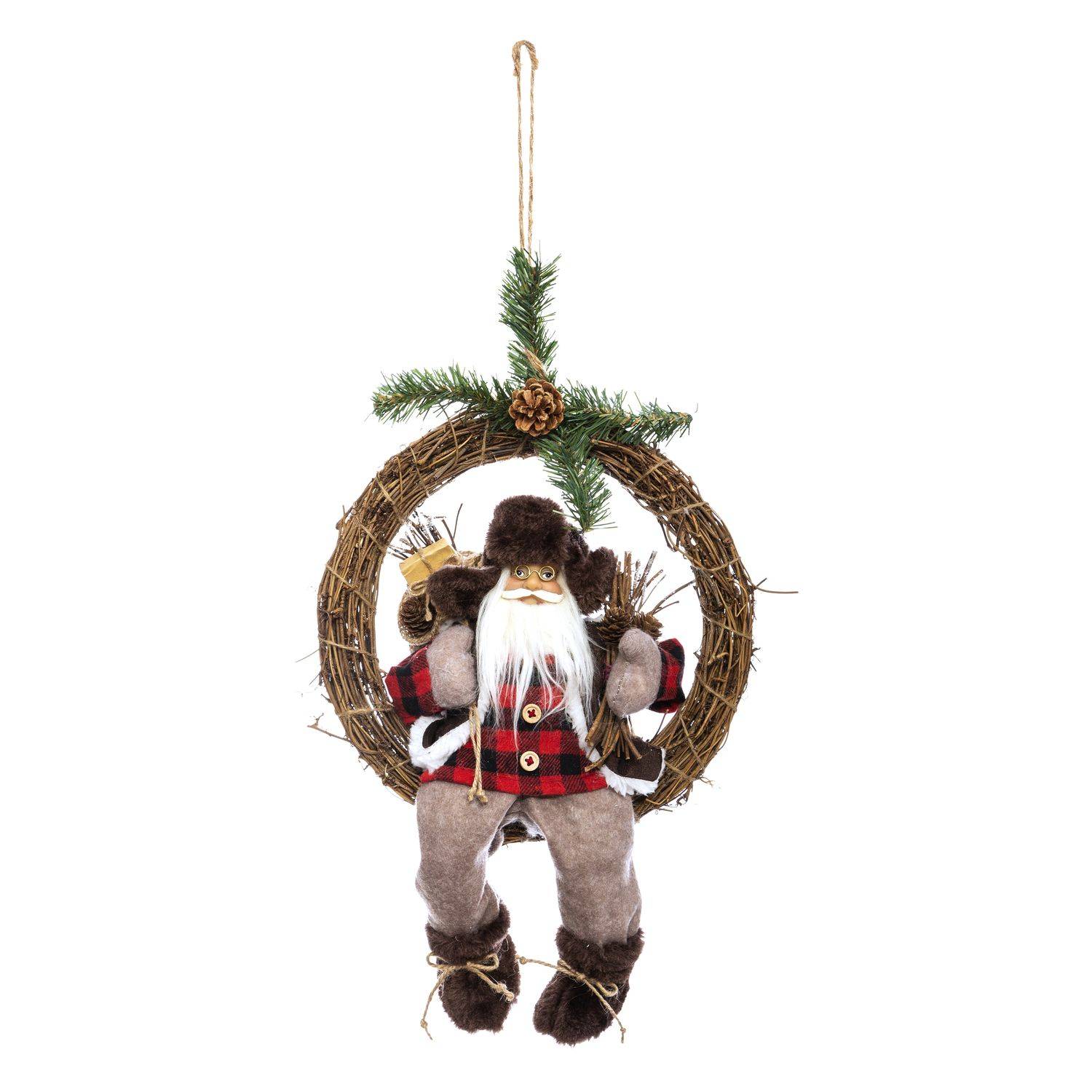 Sans Marque - Couronne Père Noël en bucheron - Féérie Lights & Christmas