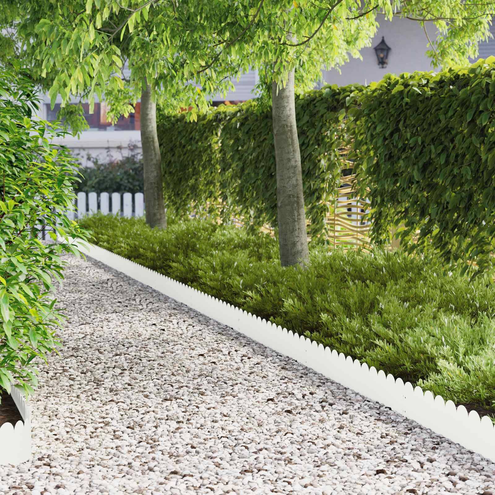 Bordure de pelouse acier pour jardin structuration esthétique 103x20cm blanc - ComfortXL Outdoor Living - Image 1