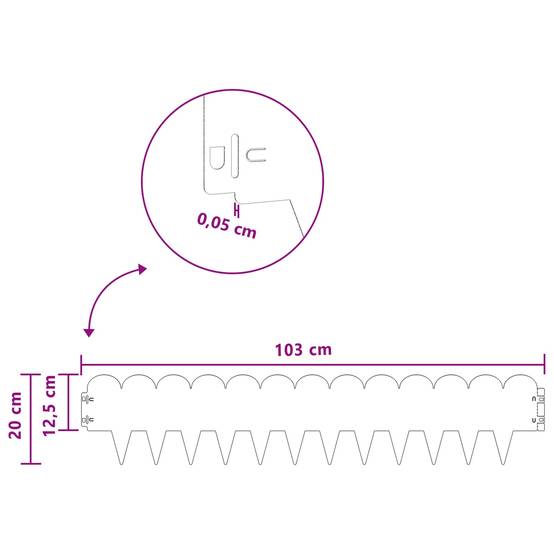 Bordure de pelouse acier pour jardin structuration esthétique 103x20cm blanc - ComfortXL Outdoor Living - Image 9