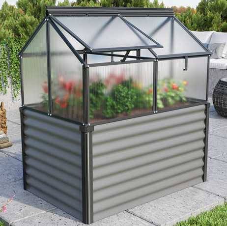 Vitavia - Mini serre Gaia Jumbo – 1 m² Structure en aluminium anodisé et polycarbonate, Couleur Noir, Surélévation Oui - Image 10