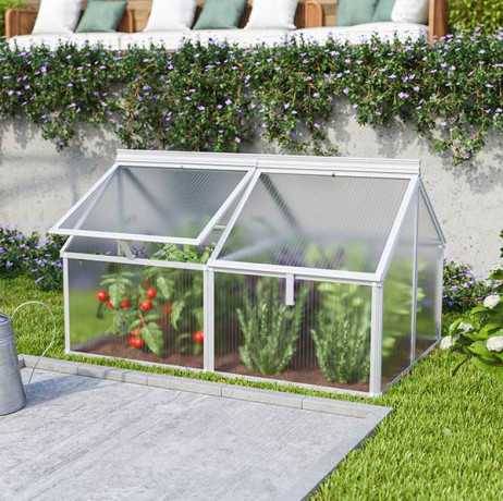 Vitavia - Mini serre Gaia Jumbo – 1 m² Structure en aluminium anodisé et polycarbonate, Couleur Noir, Surélévation Oui - Image 1