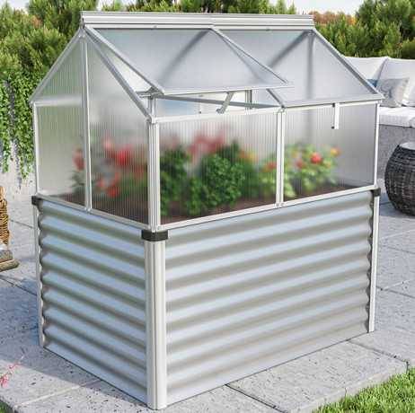 Vitavia - Mini serre Gaia Jumbo – 1 m² Structure en aluminium anodisé et polycarbonate, Couleur Noir, Surélévation Oui - Image 8