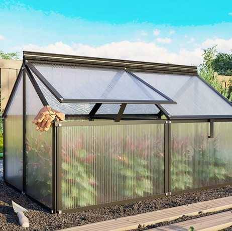 Vitavia - Mini serre Gaia Jumbo – 1 m² Structure en aluminium anodisé et polycarbonate, Couleur Noir, Surélévation Oui - Image 5