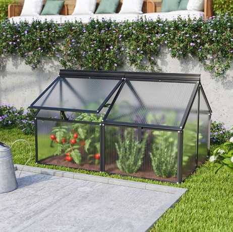 Vitavia - Mini serre Gaia Jumbo – 1 m² Structure en aluminium anodisé et polycarbonate, Couleur Noir, Surélévation Oui - Image 6