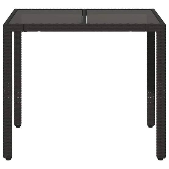 Table de Jardin Carrée Noire 90x90 cm 4 Personnes en Résine Tressée et Verre Trempé – ComfortXL Outdoor Living - Image 4