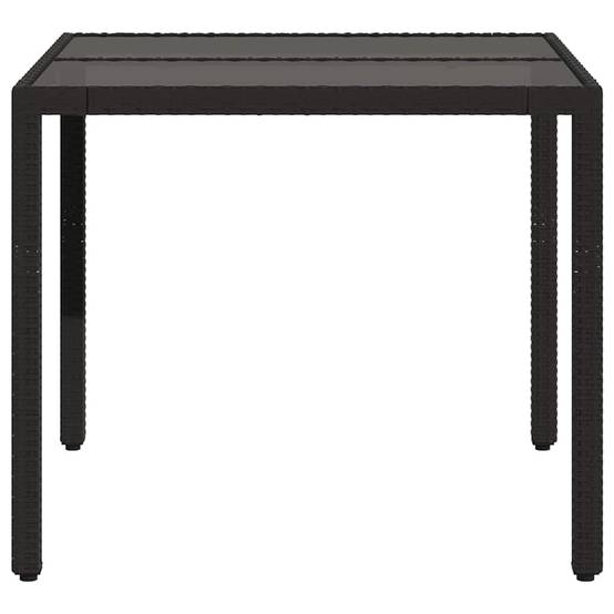 Table de Jardin Carrée Noire 90x90 cm 4 Personnes en Résine Tressée et Verre Trempé – ComfortXL Outdoor Living - Image 5