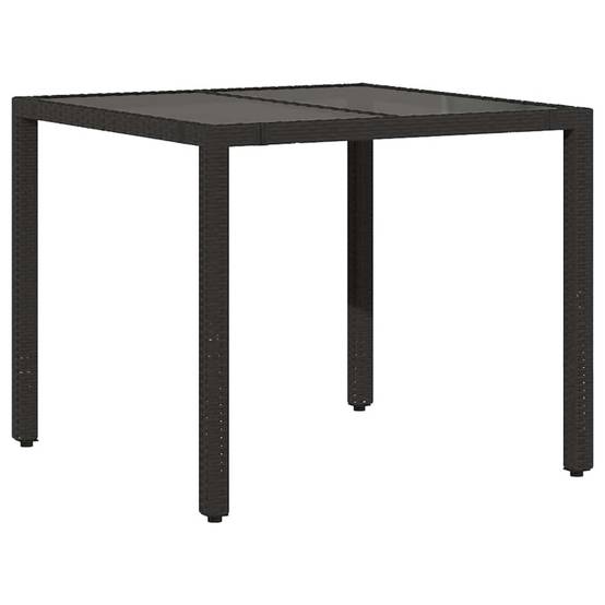 Table de Jardin Carrée Noire 90x90 cm 4 Personnes en Résine Tressée et Verre Trempé – ComfortXL Outdoor Living - Image 6