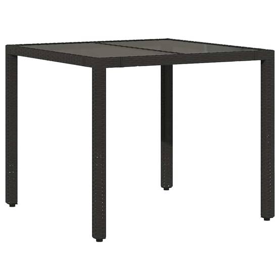 Table de Jardin Carrée Noire 90x90 cm 4 Personnes en Résine Tressée et Verre Trempé – ComfortXL Outdoor Living - Image 2