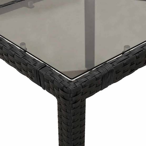 Table de Jardin Carrée Noire 90x90 cm 4 Personnes en Résine Tressée et Verre Trempé – ComfortXL Outdoor Living - Image 8