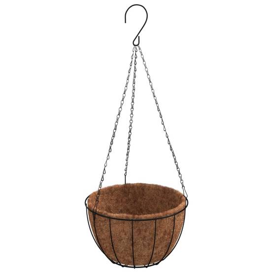 Lot de 4 Jardinières suspendues - Bacs à fleurs - Pots de fleurs avec doublure coco Noir Ø 30x52 cm - Image 4