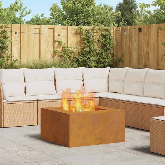 Brasero Carré XXL 80cm Acier Corten Foyer de Jardin Design Industriel Marron – ComfortXL Outdoor Living - Image 1
