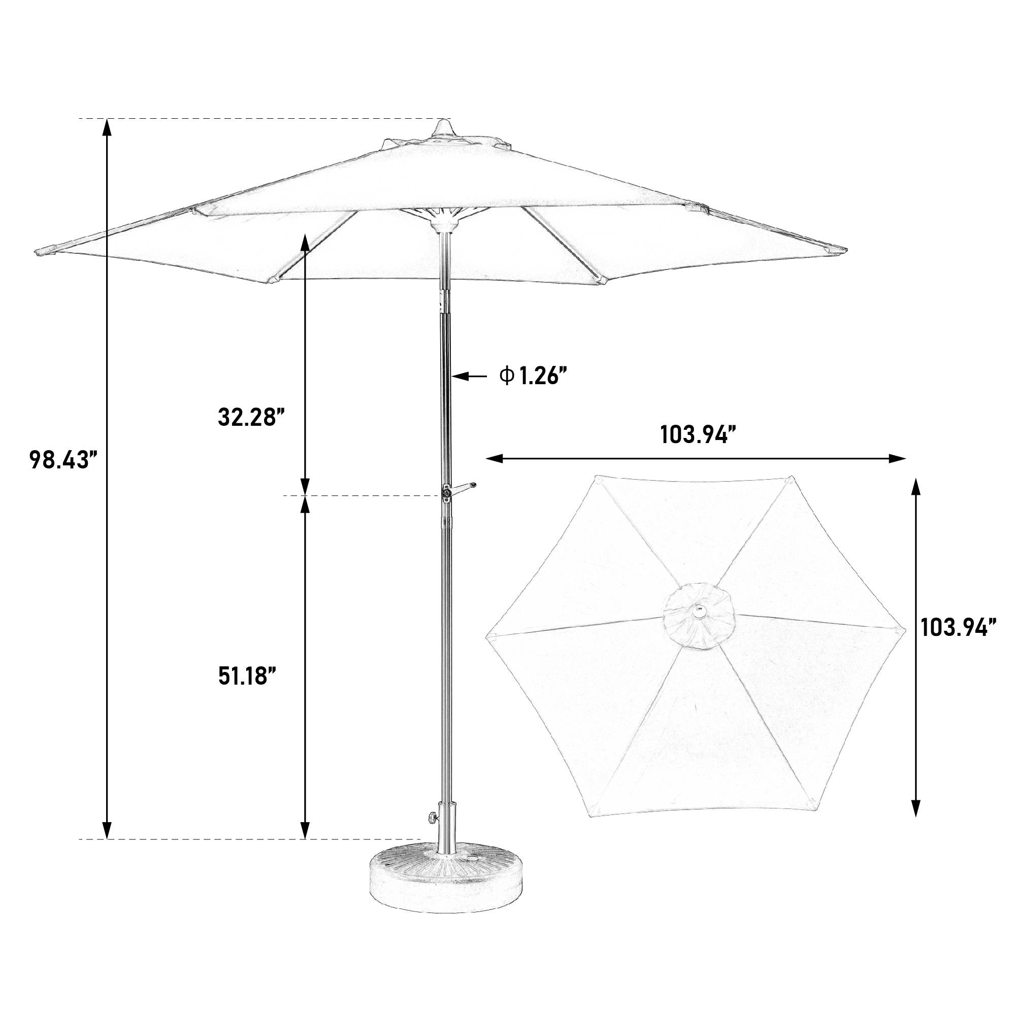 PANGIVO - Parasol rectangulaire extérieur acier bleu foncé 274.5 x 122 x 244 cm - PANGIVO - Image 8