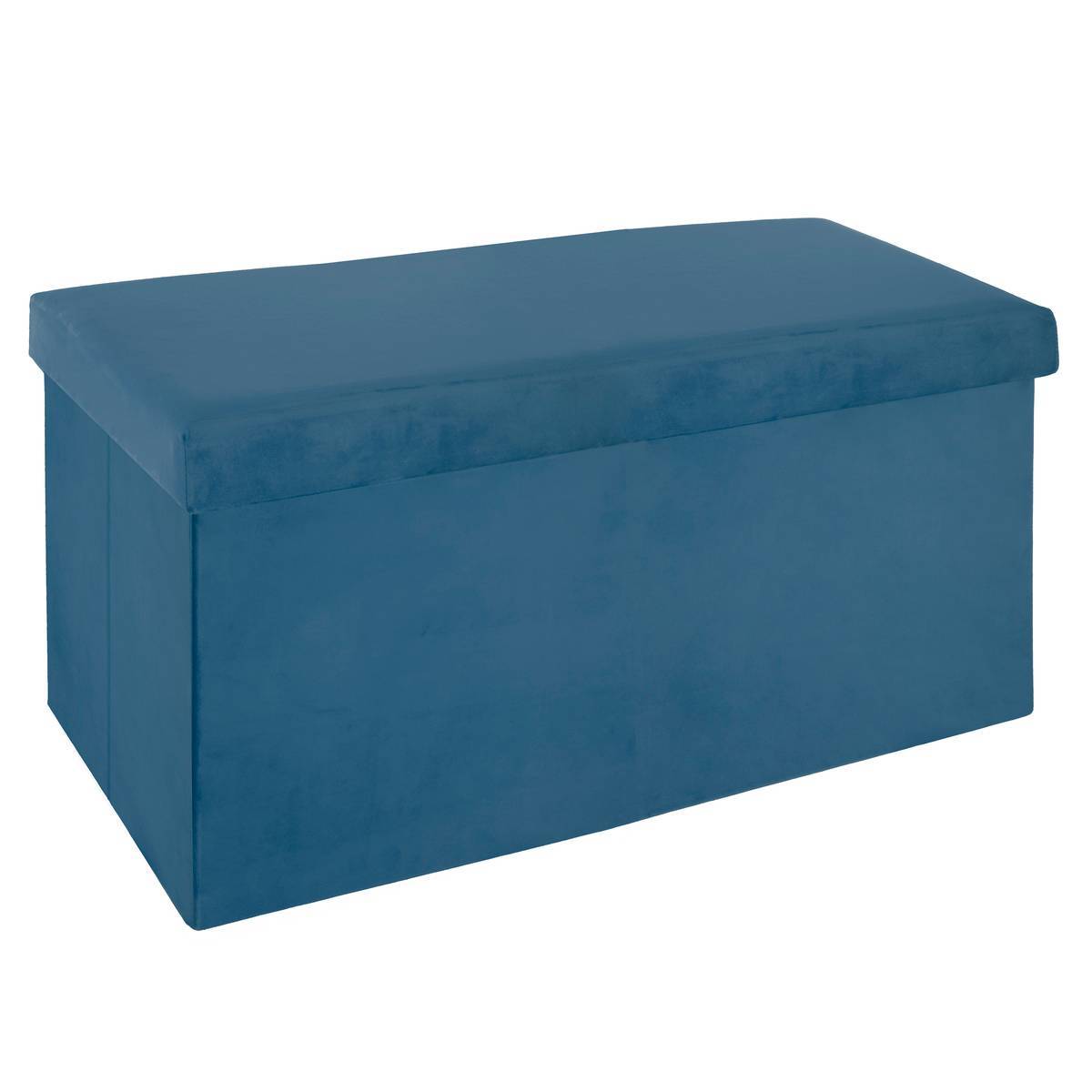 Atmosphera - Pouf pliant double "Tess" velours bleu - Atmosphera Créateur d'intérieur - Imagen 1