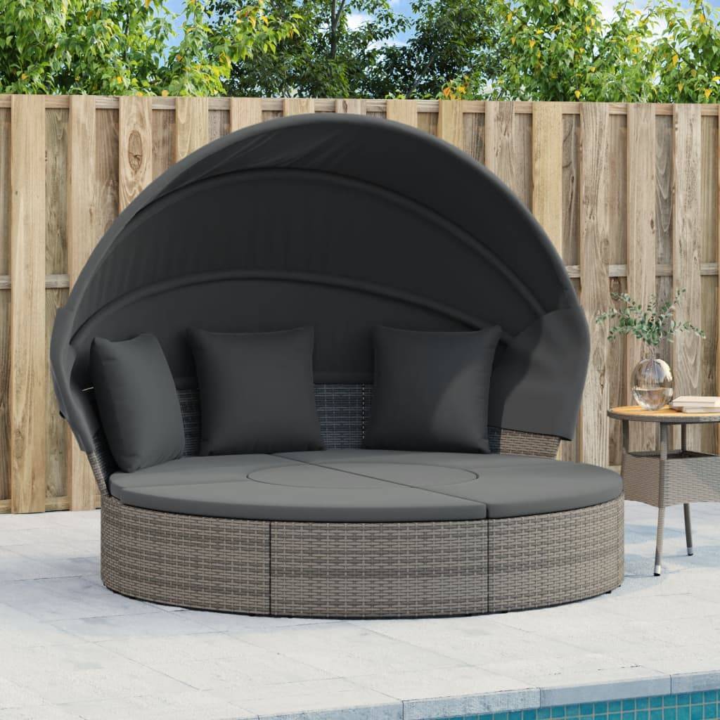 Vidaxl - Lit de repos d'extérieur avec auvent et coussins résine tressée vidaXL 362256