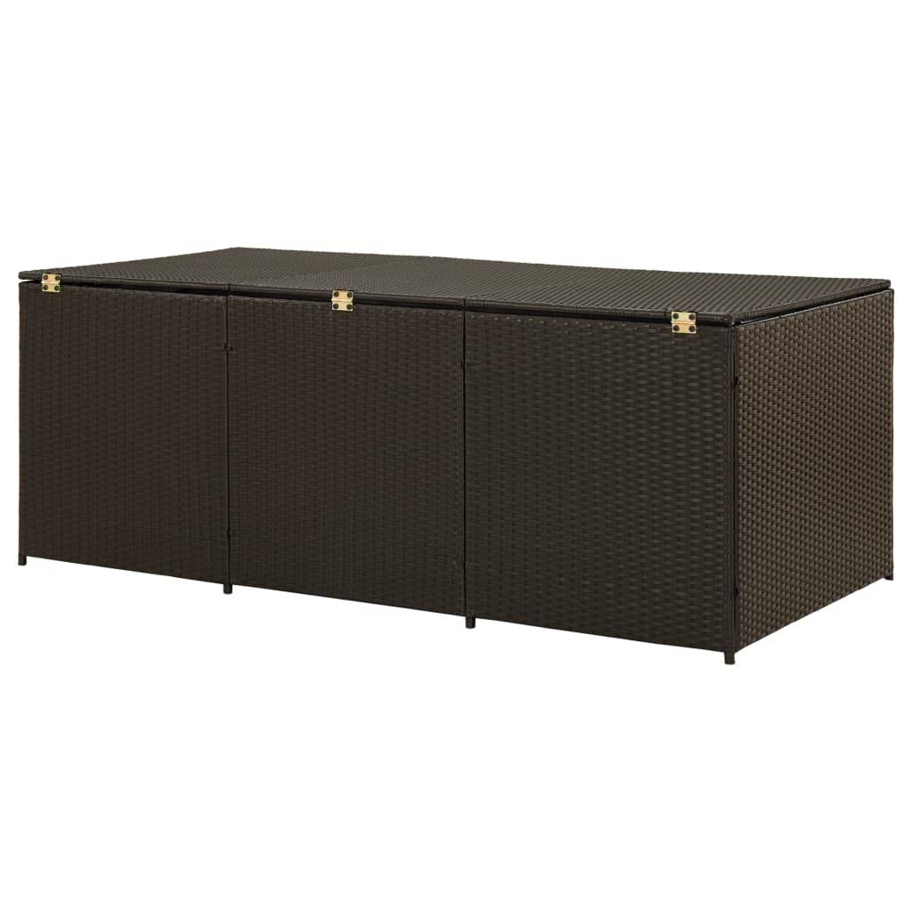 Coffre boîte meuble de jardin rangement résine tressée 180 x 90 x 75 cm marron - Image 5