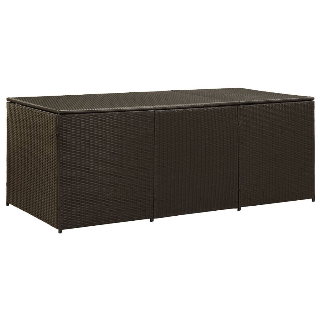 Coffre boîte meuble de jardin rangement résine tressée 180 x 90 x 75 cm marron - Image 1
