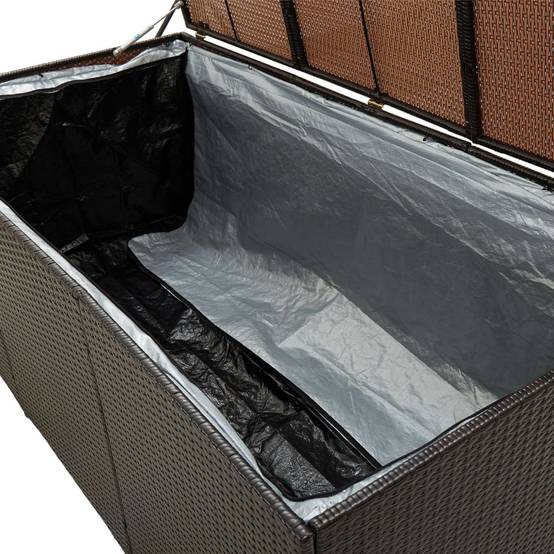 Coffre boîte meuble de jardin rangement résine tressée 180 x 90 x 75 cm marron - Image 6
