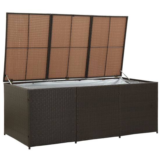 Coffre boîte meuble de jardin rangement résine tressée 180 x 90 x 75 cm marron - Image 2