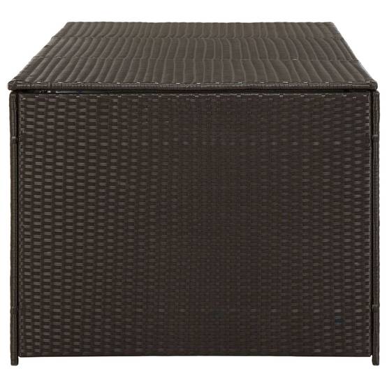 Coffre boîte meuble de jardin rangement résine tressée 180 x 90 x 75 cm marron - Image 4