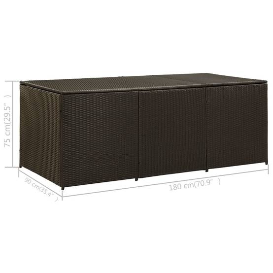 Coffre boîte meuble de jardin rangement résine tressée 180 x 90 x 75 cm marron - Image 7