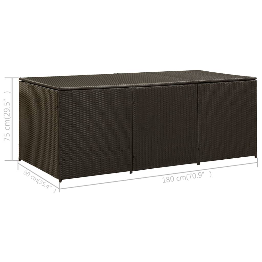 Coffre boîte meuble de jardin rangement résine tressée 180 x 90 x 75 cm marron - Image 7