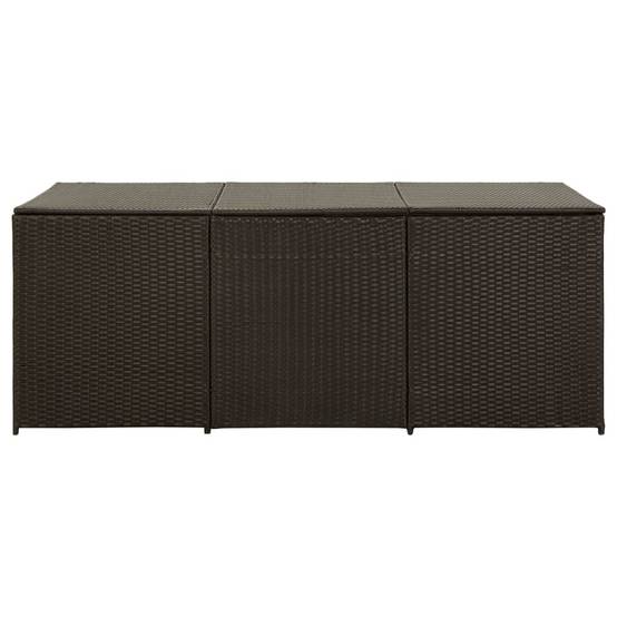 Coffre boîte meuble de jardin rangement résine tressée 180 x 90 x 75 cm marron - Image 3