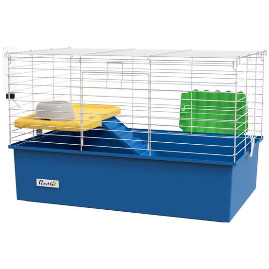 Cage rongeurs Métal PP Cochons d'Inde chinchillas Rampe et bac 71x46x47cm Bleu - ComfortXL Outdoor Living - Image 2