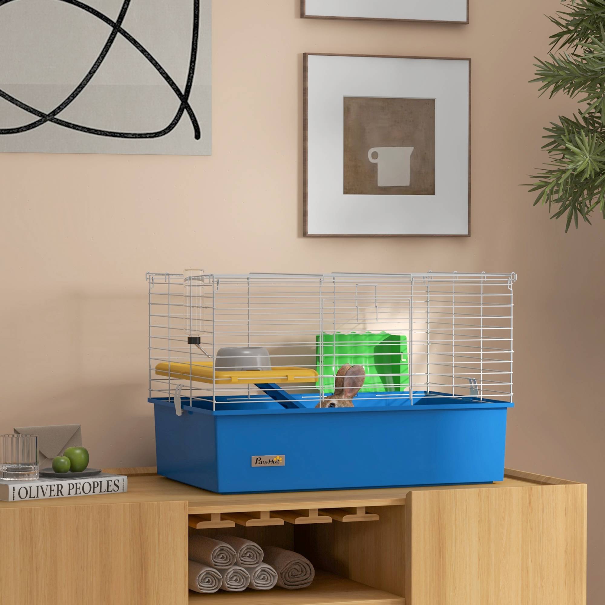 Cage rongeurs Métal PP Cochons d'Inde chinchillas Rampe et bac 71x46x47cm Bleu - ComfortXL Outdoor Living - Image 3