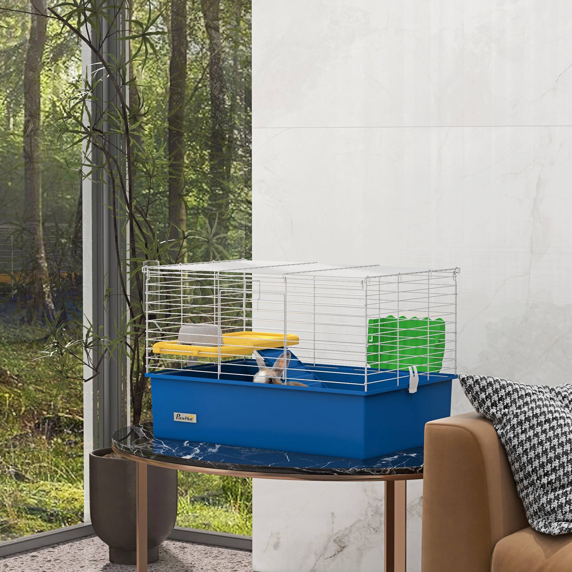 Cage rongeurs Métal PP Cochons d'Inde chinchillas Rampe et bac 71x46x47cm Bleu - ComfortXL Outdoor Living - Image 4