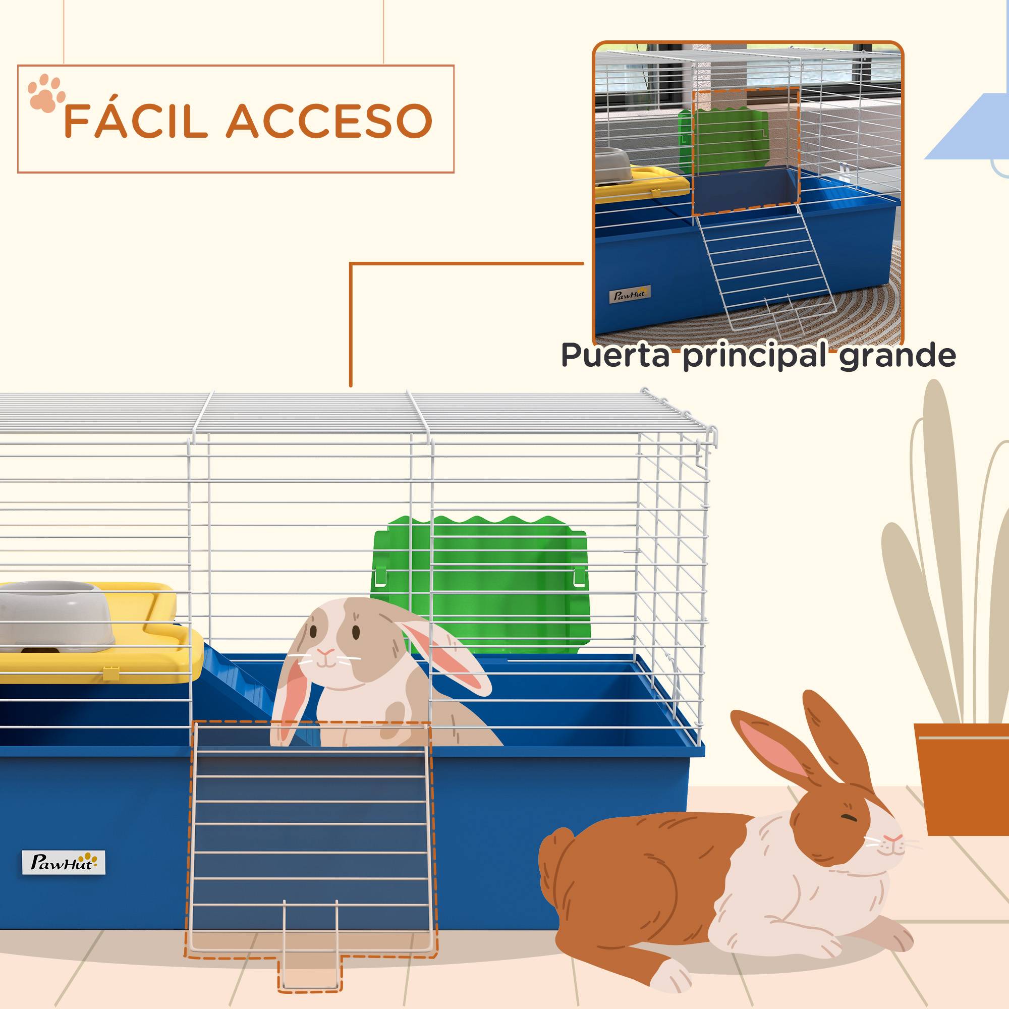 Cage rongeurs Métal PP Cochons d'Inde chinchillas Rampe et bac 71x46x47cm Bleu - ComfortXL Outdoor Living - Image 9