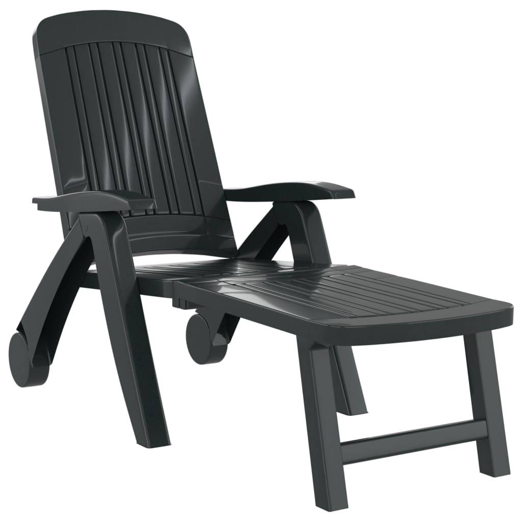 Helloshop26 - Transat chaise longue bain de soleil lit de jardin terrasse meuble d'extérieur pliable polypropylène vert - Imagen 1